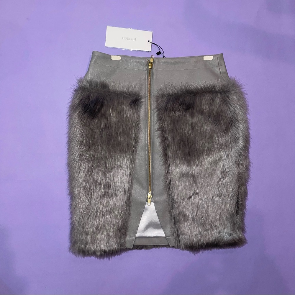 Gray faux fur Joyrich skirt